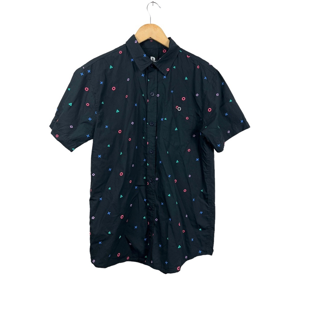 Playstation Mens Casual Button Down Short Sleeve Shirt Size L